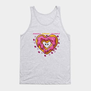 Heart-shaped Sweetness: A Cute Doughnut Design Tank Top